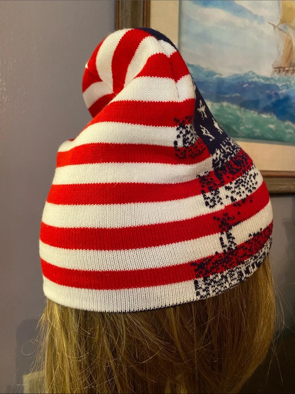 ! R headwear Patriotic Knit Beanie. Red White Blue.OS. Unbranded Acrylic